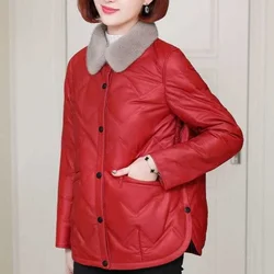 Short Thick Padding Cropped Female Coats Feather Quilted Padded Women's Jacket Red Lightweight Puffer Luxury Winter 2024 Outer