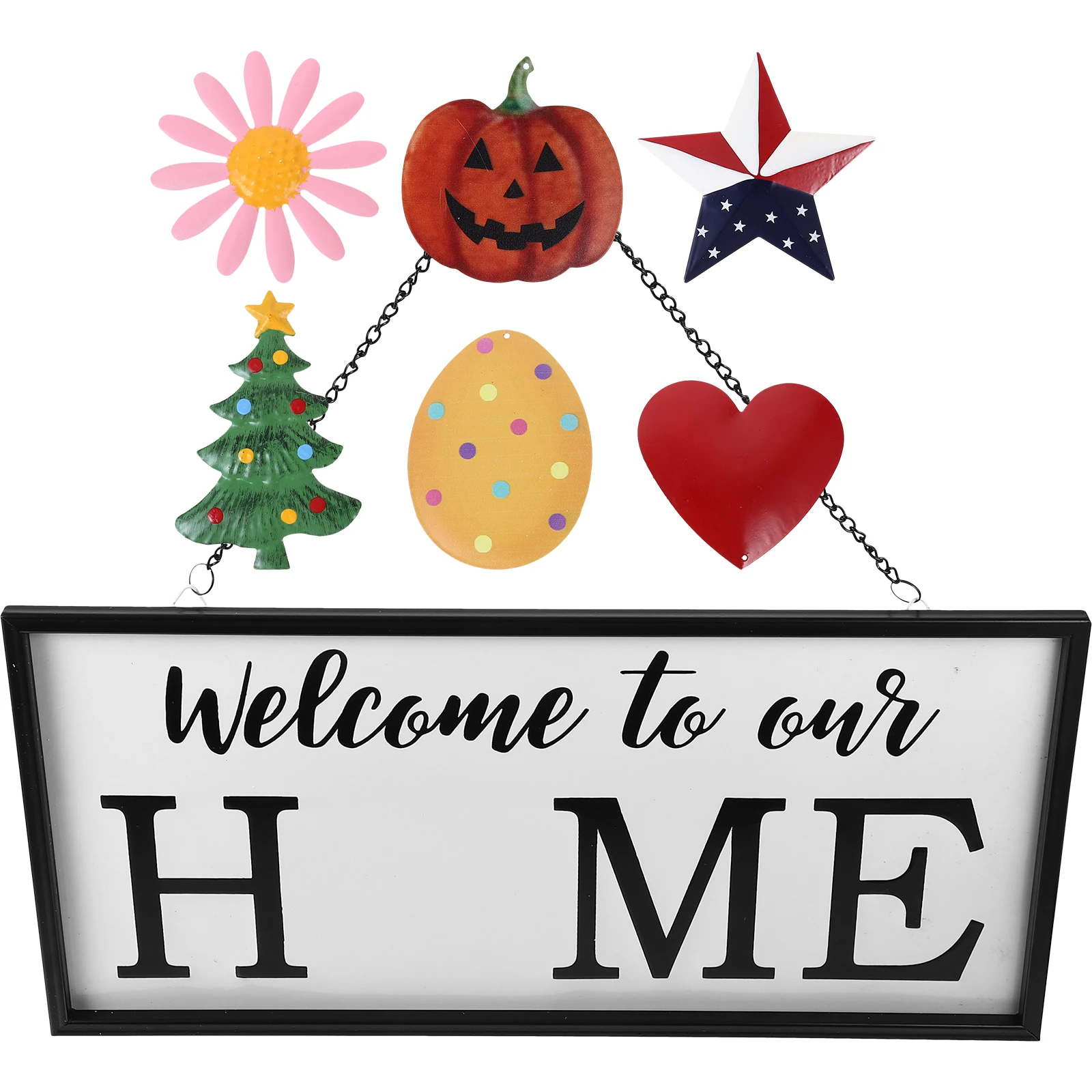 

1 set Hanging Sign Reusable Home Decor Door Plate Ornament Interchangeable Front Door Welcome Sign Horizontal Wall Decor
