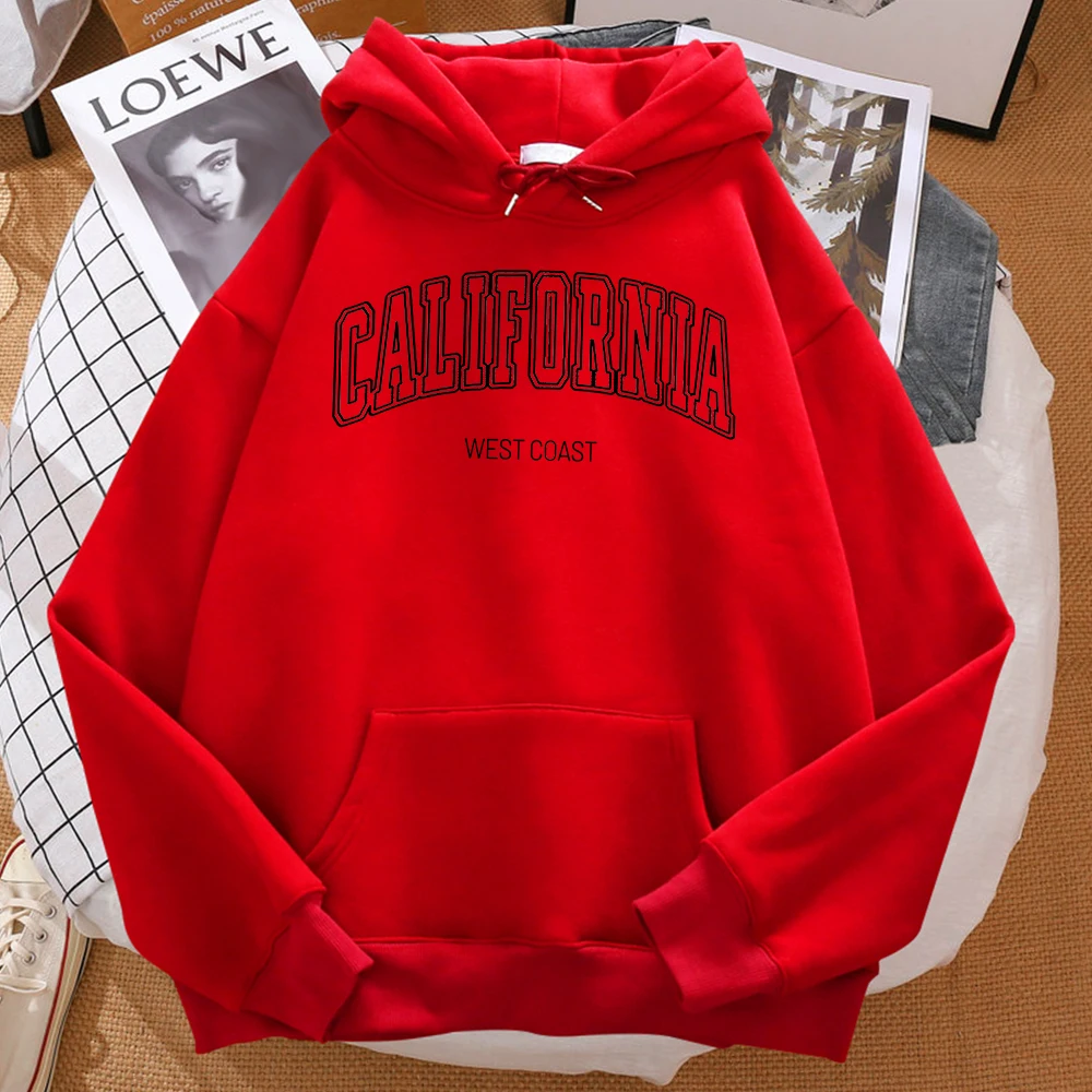 California West Coast Printed Men Hoodies Street Crewneck Hoodie Autumn Graphic Oversizehoody Hip Hop Casual Fleece Clothes