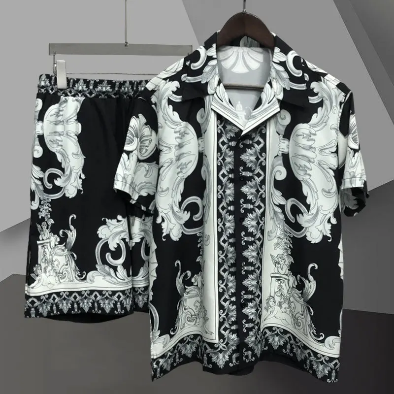 

Hawaiian Shirt Streetwear Artistic Abstract Shirts Streetwear Men Tracksuit Set Hip Hop Casual Beach Holiday Short Sleeve Suit