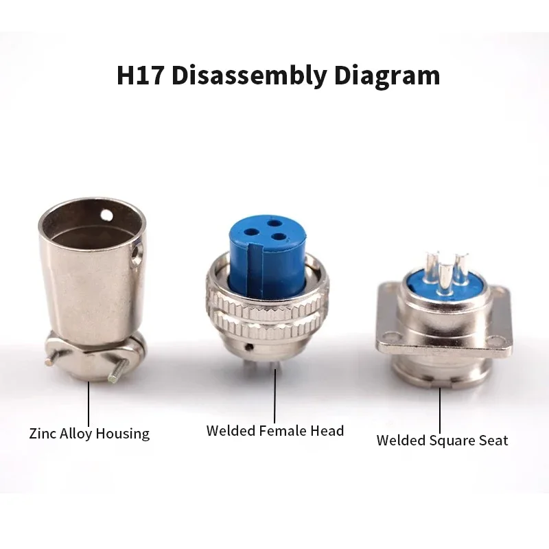H17 2 3 4 5Pin Welded Connector 20A Square Aviation Plug Male Female Socket Adapter Used For Engraving Machine Spindle Motor