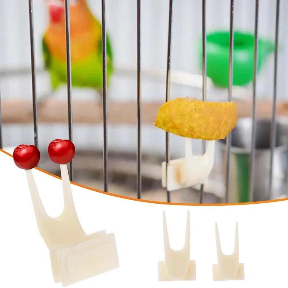 5Pcs Fruit Fork Parrot Pet Bird Plastic Food Holder Feeding on Cage for Hamster Rat 2 Size S/L Fruit Fork Parrot Fruit Fork