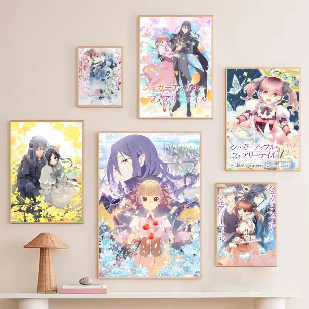 Pintura de cuento de hadas de manzana y azúcar, caligrafía, lienzo HD, póster, sala de estar, dormitorio, bar, decoración estética