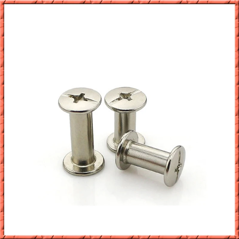 20-100pcs/lot Nickel plated flat head cross recessed female screw butt screw pair lock screw account book nail rivet album pair