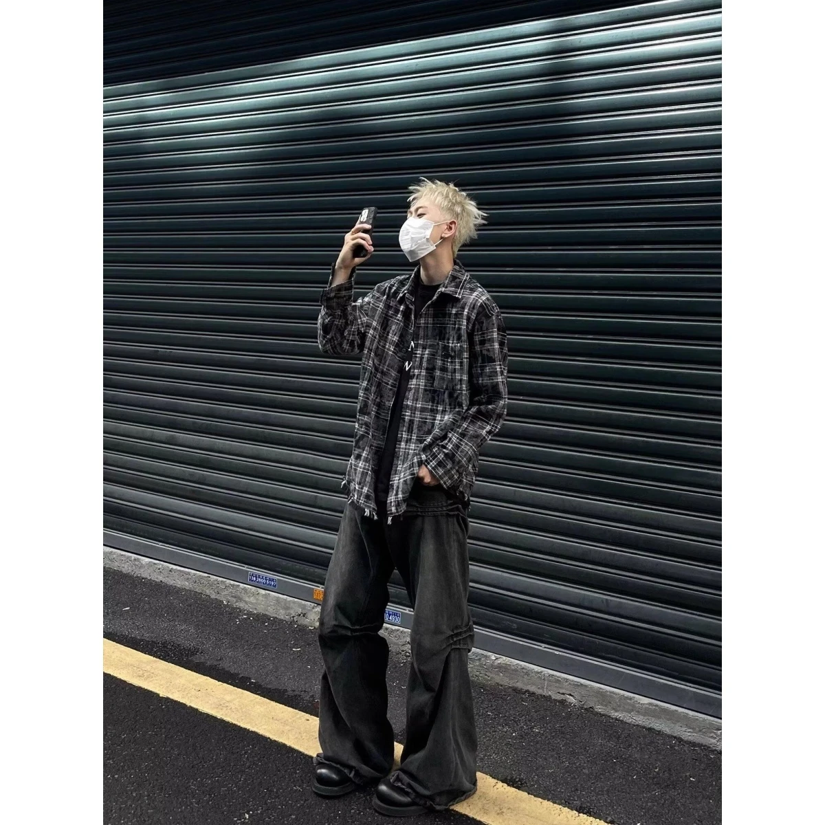 

Американская ретро-рубашка унисекс с длинным рукавом в клетку тай-дай, свободного кроя, для пар, весна-осень, верхняя одежда из полиэстера