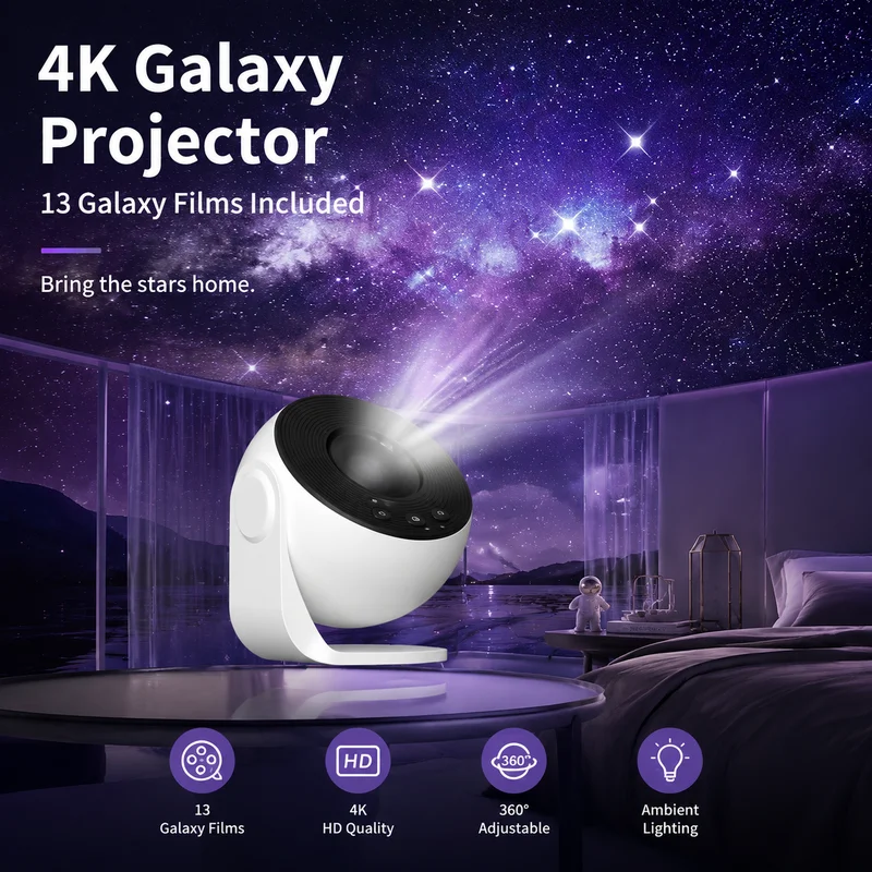 Galaxy Projector Star Light 4K Nebula Night Light with 13 Film Slides, USB Ambient Lamp for Bedroom Living Room, Home Decor Gift