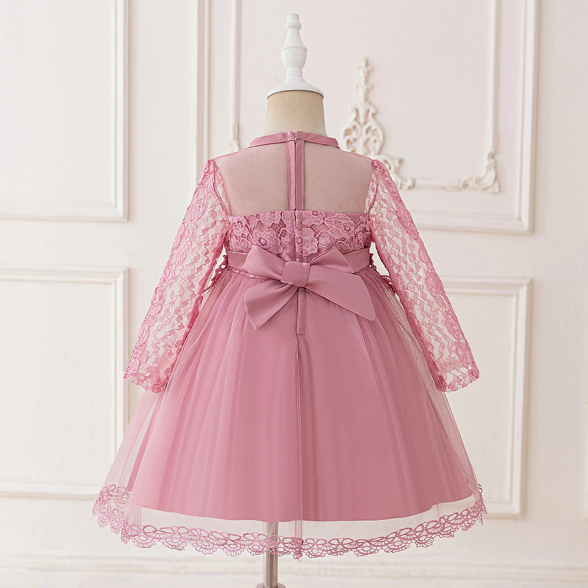 Elegant Baptism Party Girls Dress Long Sleeve Flower Wedding Bridesmaids Birthday Princess Dresses Girl First Communion Vestidos view 5