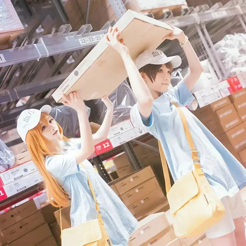 Disfraz de Cosplay de Platelet, Peluca, Sombrero, Bolso, Anime Cells at Work Cosplay Hataraku 7TNV18C5, Disfraz de Saibou, Vestido, Pantalones Cortos, Lindo Uniforme ZanCos