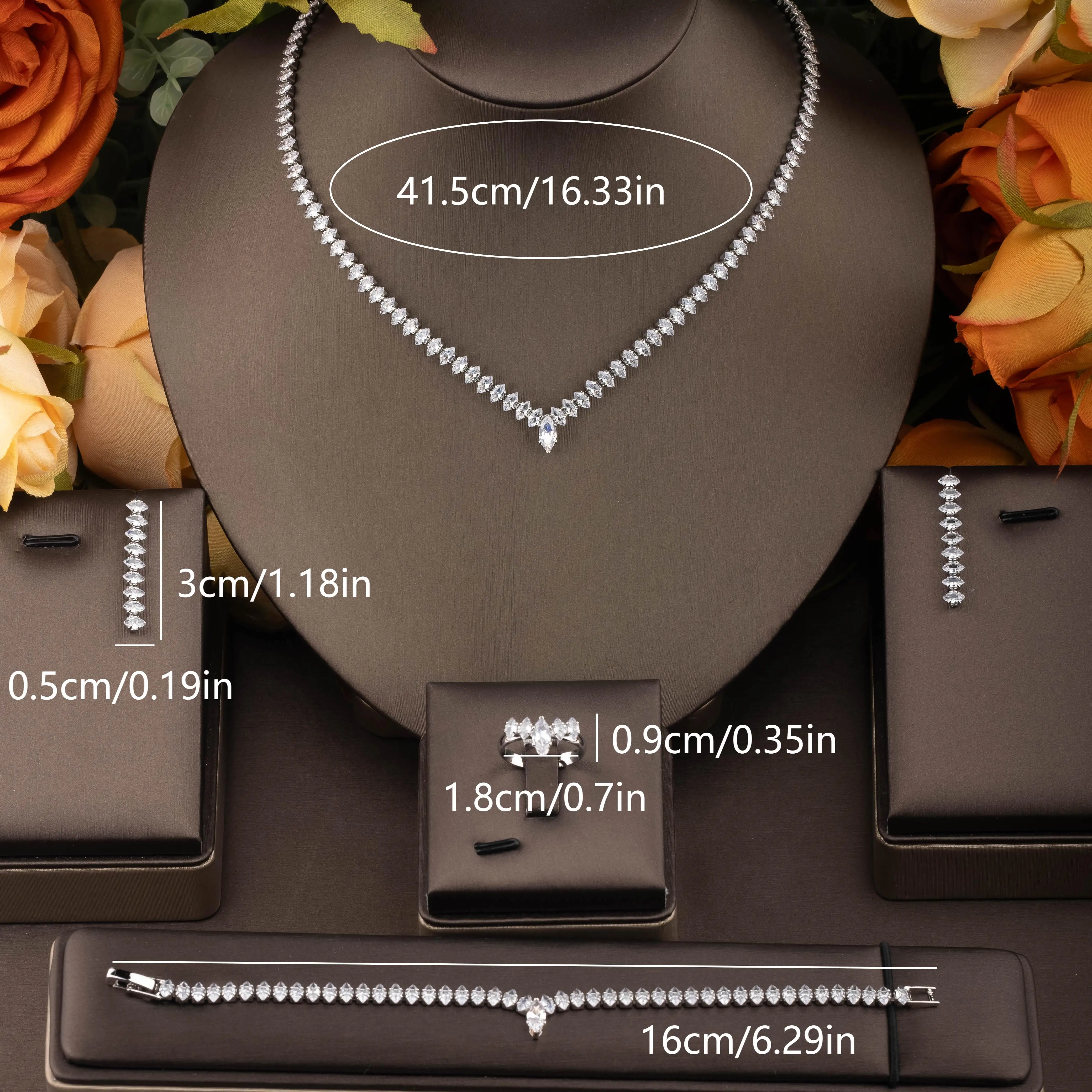 1 Set of Simple Style Cubic Zirconia V-Shaped Jewelry Set Suitable for Women's Daily Party Wear. Gift Box Not Included