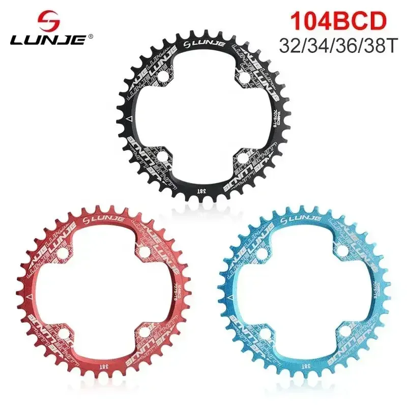 LUNJE Bicycle Crankset 104bcd 38t crankset Round Narrow Wide Chainring MTB Mountain bike bicycle  chainring cranks for mtb