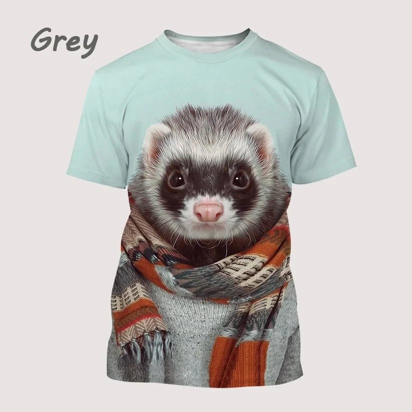 Summer Fashion Men's T-shirt Cute Ferret 3D Print Casual and Breathable Loose Sports Breathable and Comfortable Oversized Top