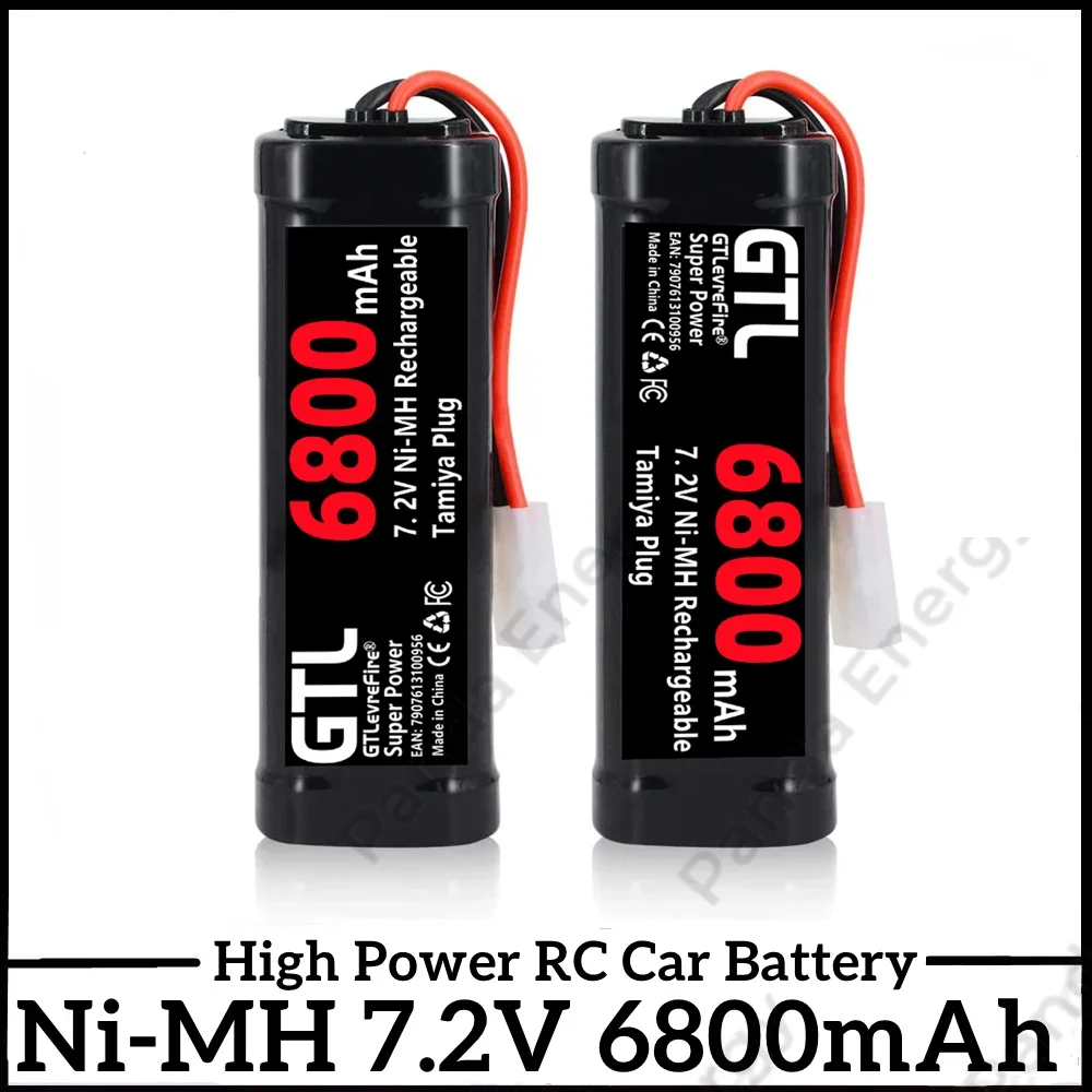 1-3PCS 7.2V 6800mAh Ni-MH Replacement RC Battery with Tamiya Discharge Connector for RC toys Racing Cars Boat Aircraft free ship