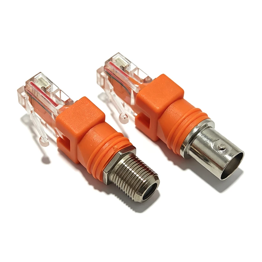 Cable TV F-head BNC-RJ45 F TV Female Jack to RJ45 Male Plug Coaxial Coax Barrel Coupler Adapter RJ45 to RF Connector