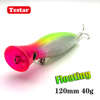 120mm 40g Testar Fishing Lure Long Casting Floating Popper Bait Artificial Wobblers Topwater Hard Bait for Bass Pike Pesca