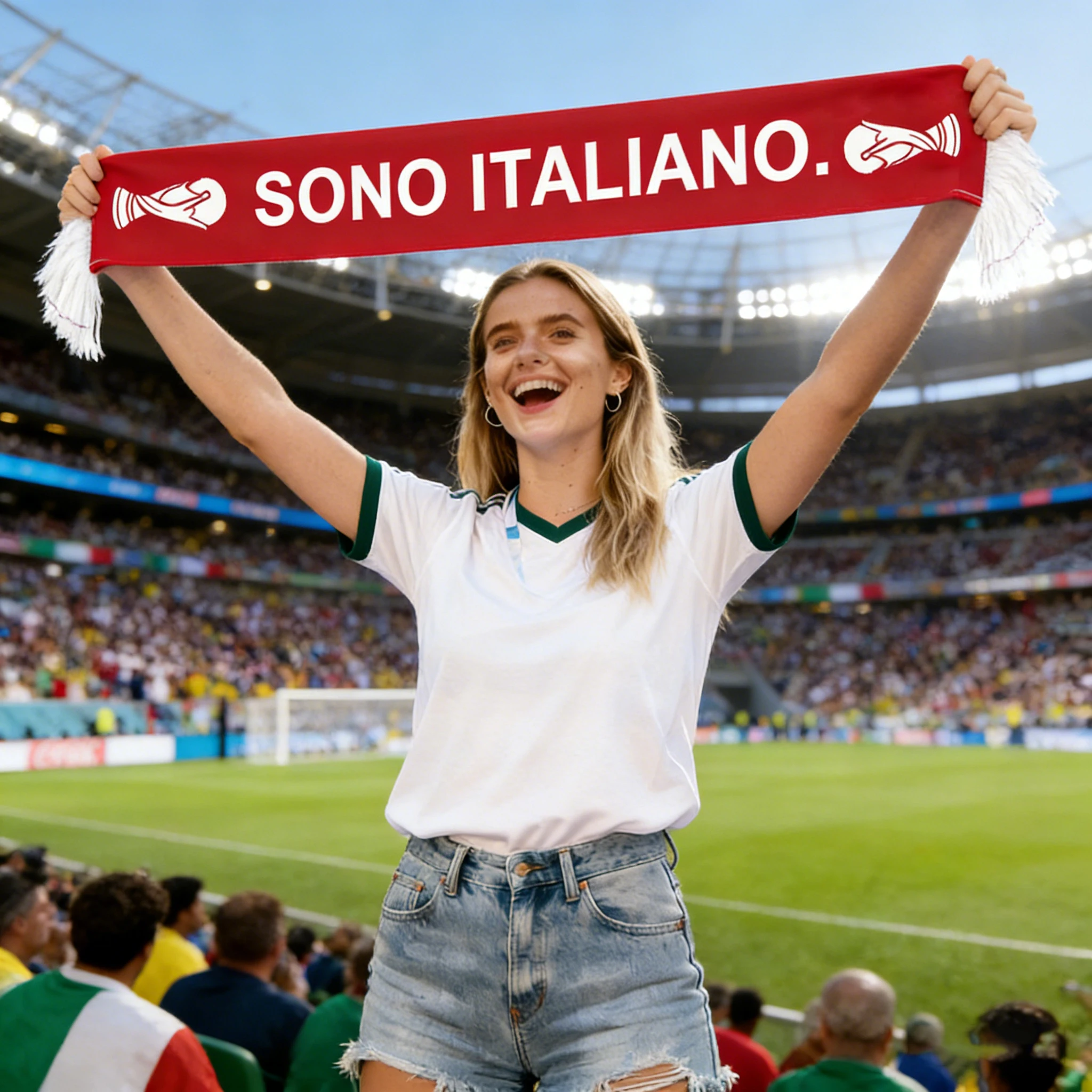 

Sono Italiano Italy Football Fan Scarf 150x18cm Durable Polyester Scarf for Game, Party & Souvenir