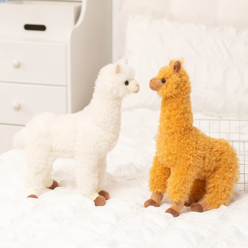 Alpaca Plush Toy, Soft Curly Llama Stuffed Animal Doll, Standing Alpaca Figure, Home Sofa Decoration for Gifts.