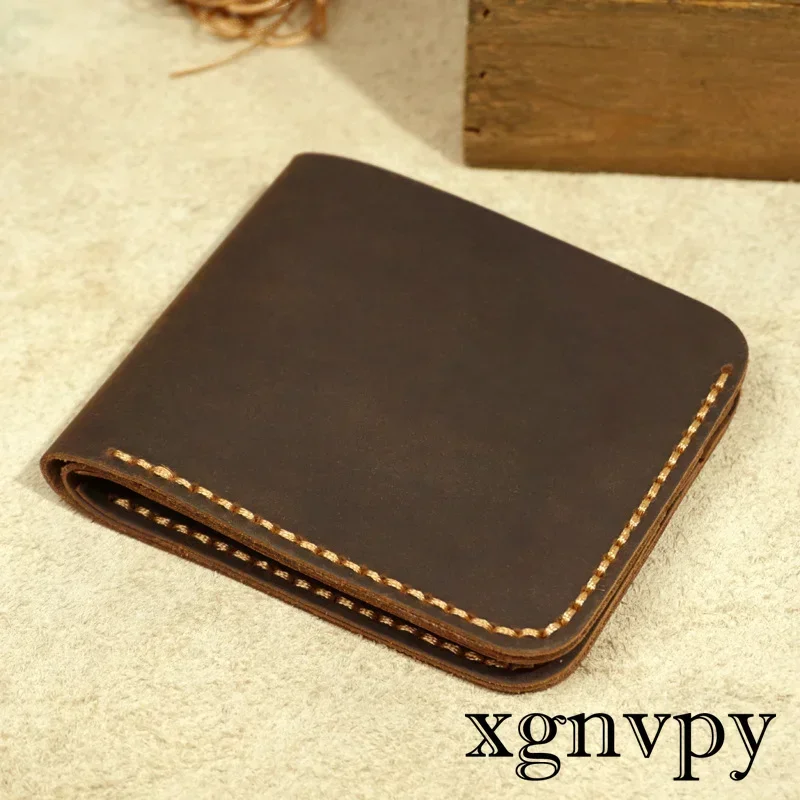 Xgnvpy-Portefeuille rétro en cuir véritable fait main pour homme, porte-monnaie durable