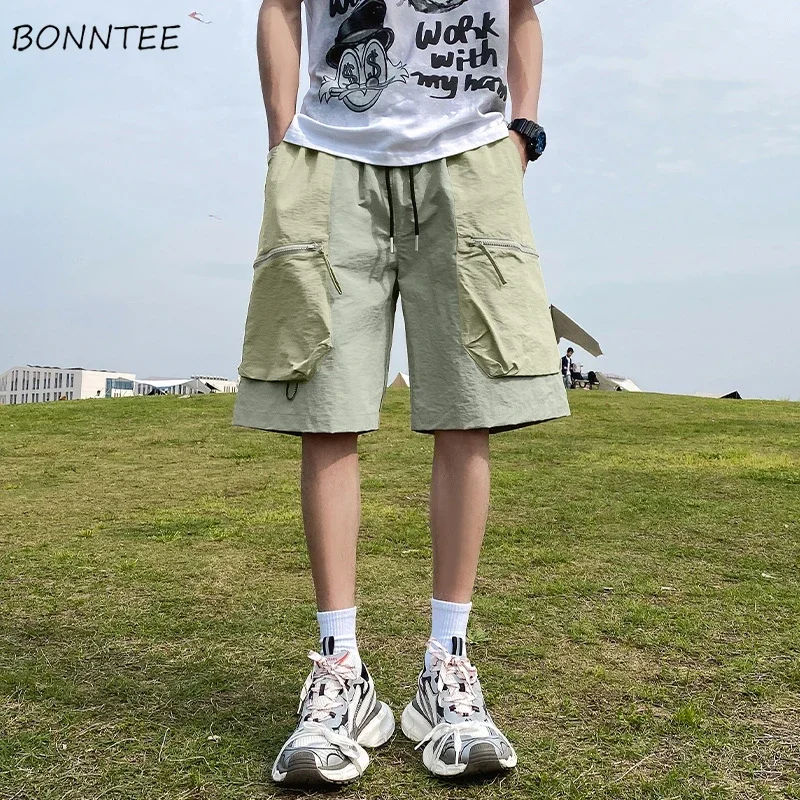 

Шорты-карго мужские со вставками, свободные винтажные джоггеры с несколькими карманами, красивая Личная Повседневная одежда для подростков, на лето
