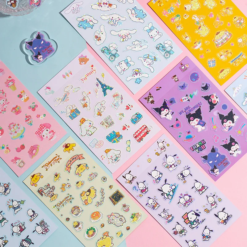 20/50/100pcs Sanrio Sticker Hello Kitty Kuromi Cinnamoroll Stickers Anime Sticker Kids School Supplies Stationery Wholesale