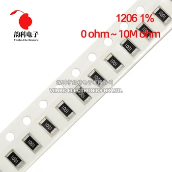 200szt 1% 1206 SMD rezystor 0R ~ 10M 1/4W 0.1 1 10 100 150 220 330 470 ohm 1K 2.2K 4.7K 10K 100K 1R 10R 100R 150R 220R 330R 1M