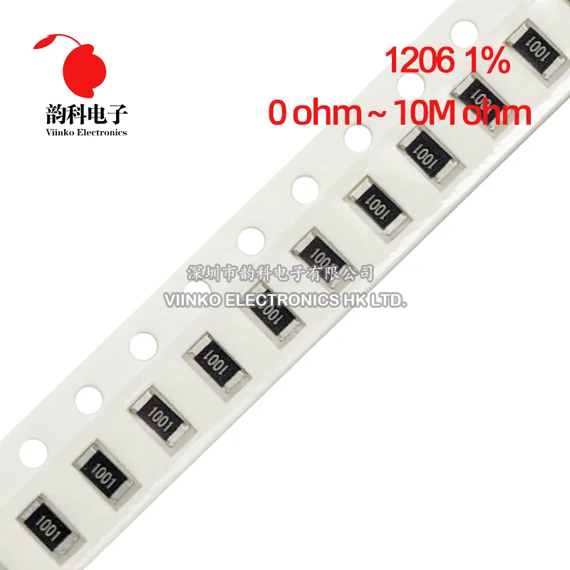 200szt 1% 1206 SMD rezystor 0R ~ 10M 1/4W 0.1 1 10 100 150 220 330 470 ohm 1K 2.2K 4.7K 10K 100K 1R 10R 100R 150R 220R 330R 1M
