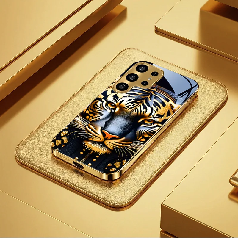 The new pattern of the Golden Stripe Black Face Tiger Head Picture is applicable to Samsung Galaxy S26/S26+/S26 Ultra/S25/S25+