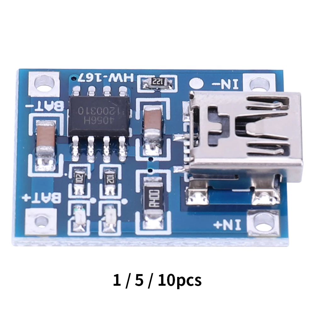 TP4056 리튬 배터리 충전기 모듈 DC4.5-5.5V 미니 USB 미니 배터리 충전기 보드(리튬 배터리용 표시등 포함)