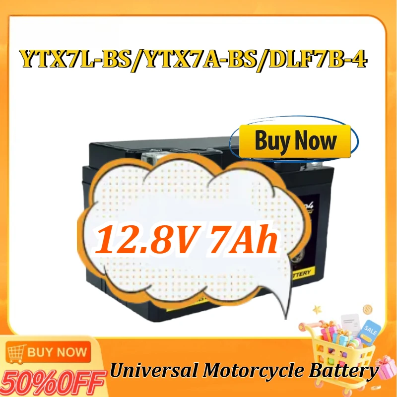 

12V Maintenance-Free 7Ah LiFePO4 Lithium Battery Universal Motorcycle Battery for Scooter 125 Starter Battery Emergency Function