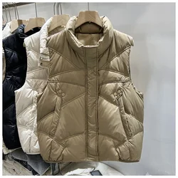 2026New Women Autumn Winter Down Cotton Vest short Fashion Stand-up Collar Cotton Vest Vest With Everything On The Shoulder Coat