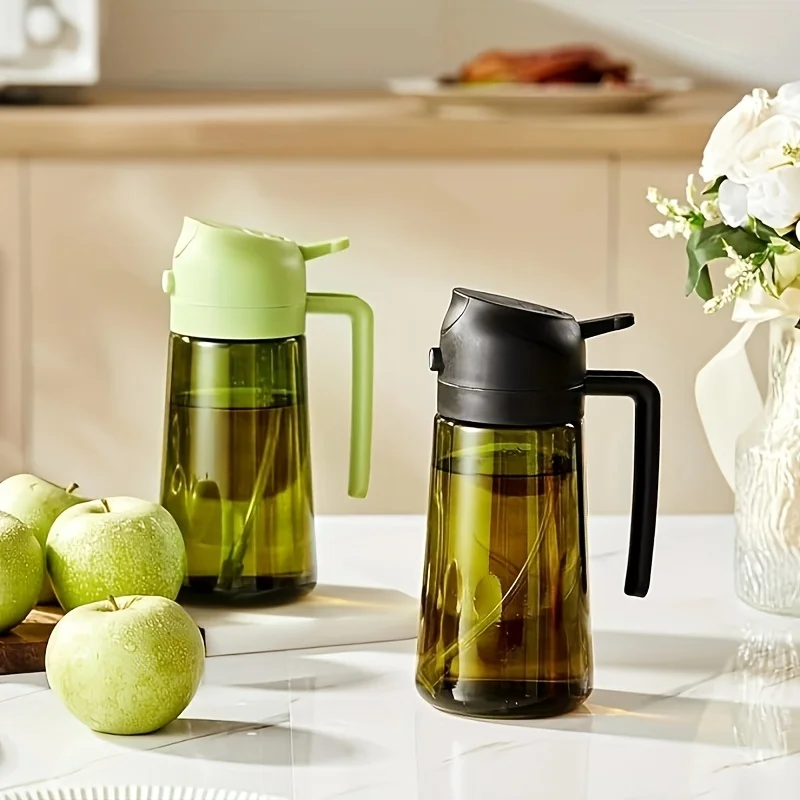 Oil Injection Bottle, 16 Ounce Kitchen Olive Oil Bottle, Two in One Olive Oil Distributor and Oil Spray, Kitchen Supplies