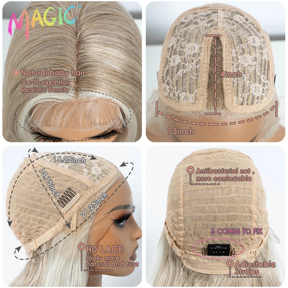 Magic Synthetic Lace Front Wigs 26 Inch Wavy Glueless Wig Blonde Wig Cosplay Body Wavy Wig Lace Front Wig For Women Lace Wig