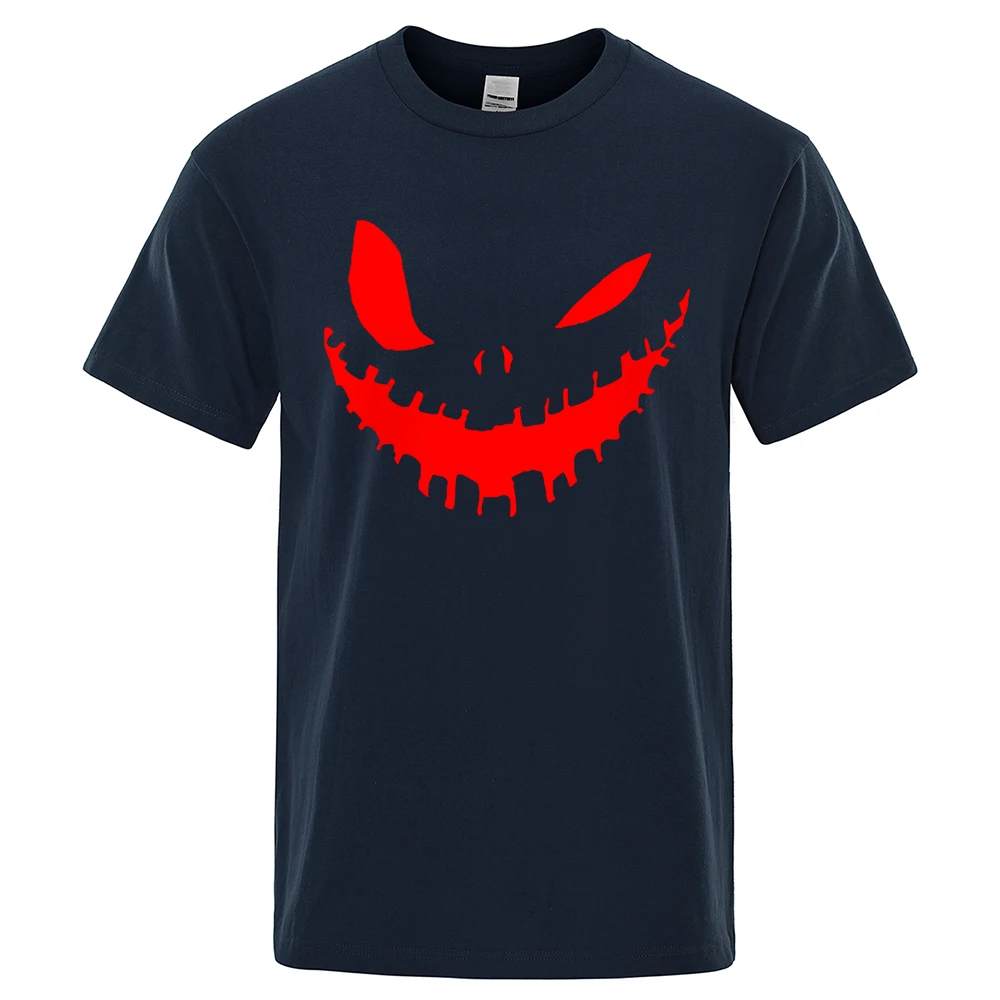 Terrifying Cartoon Demon Smile Print Clothing Men Women High Quality T-Shirt Summer Cotton T-Shirts Oversized Loose Tops Couple