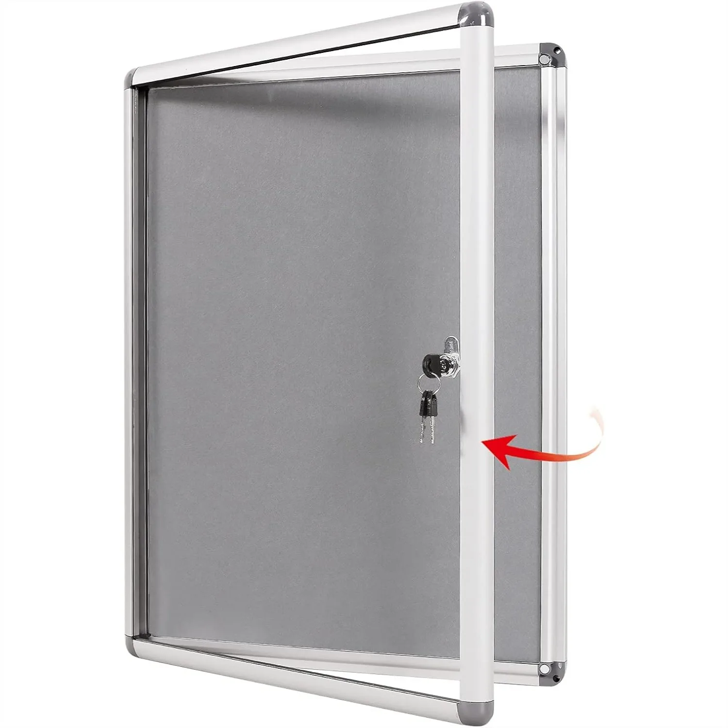 

Enclosed Bulletin Board Lockable Noticeboard Case with Aluminium Frame, Grey Felt, 20x14inch (2xA4)