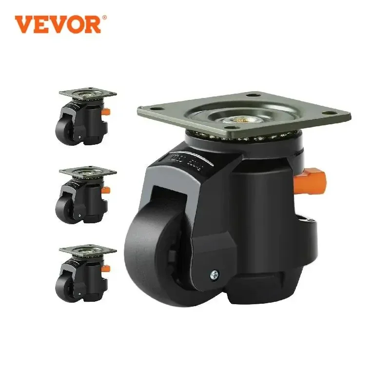 VEVOR 4Pcs Leveling Casters Heavy Duty Swivel Caster Wheels with Handle Design Height Adjustable Feet for Workbench Machine