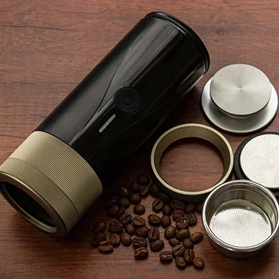 PCM04A Portable Coffee Maker Grinder Mini Car Electric Touring Vehicle Automatic Espresso Liquid ABS resin+aluminum alloy