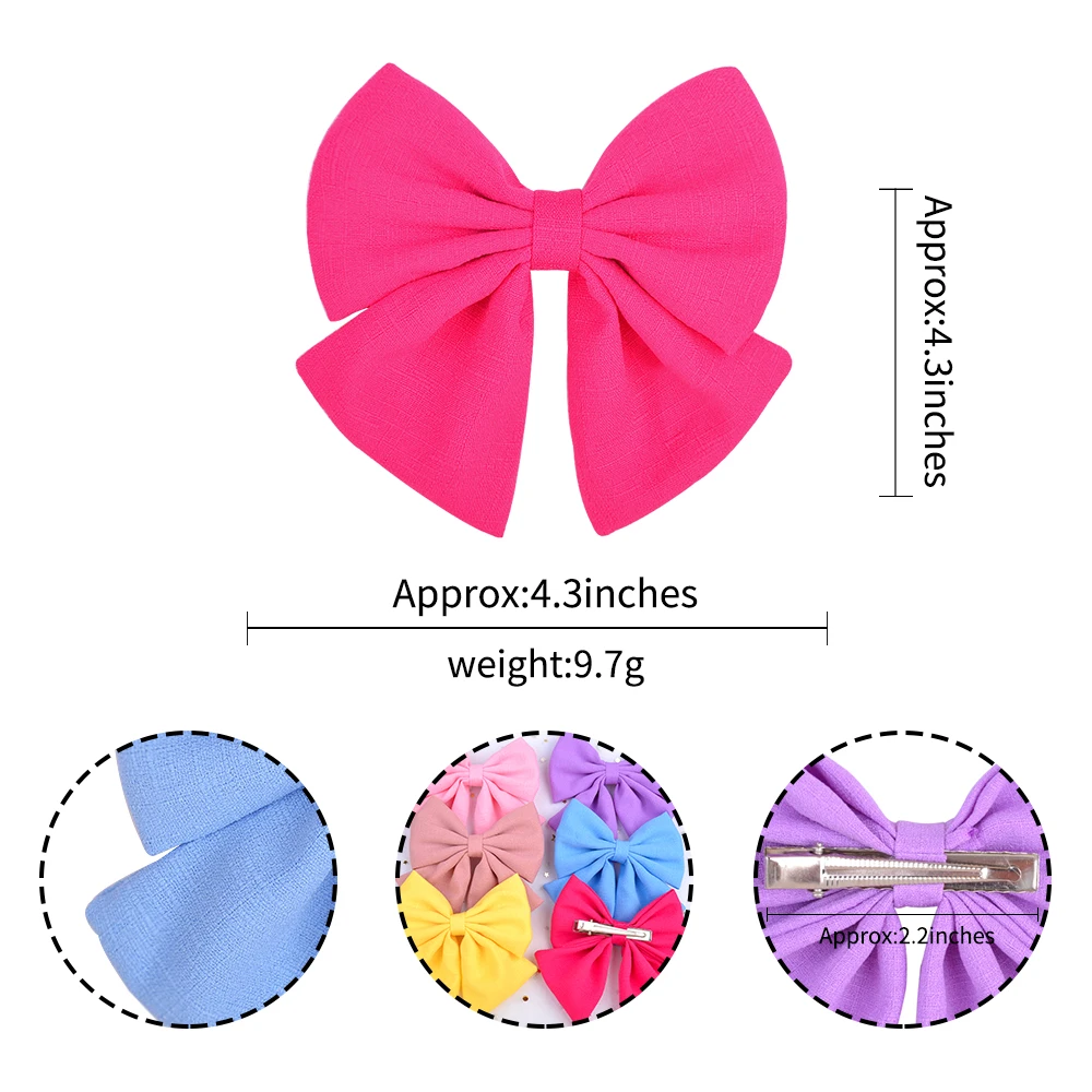 1Pcs Solid Color Cotton Clip Hair Bows For Girls Hairband Handmade Hairpin Barrettes Headwear Kids Hair Accessories For Children