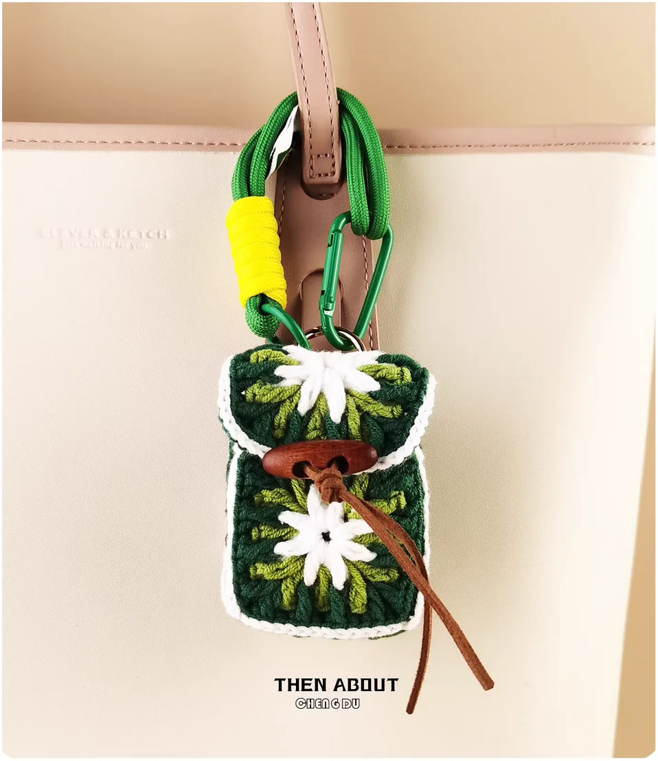 Crocheted Grandmother earphone bag coin purse pendant creative niche gift