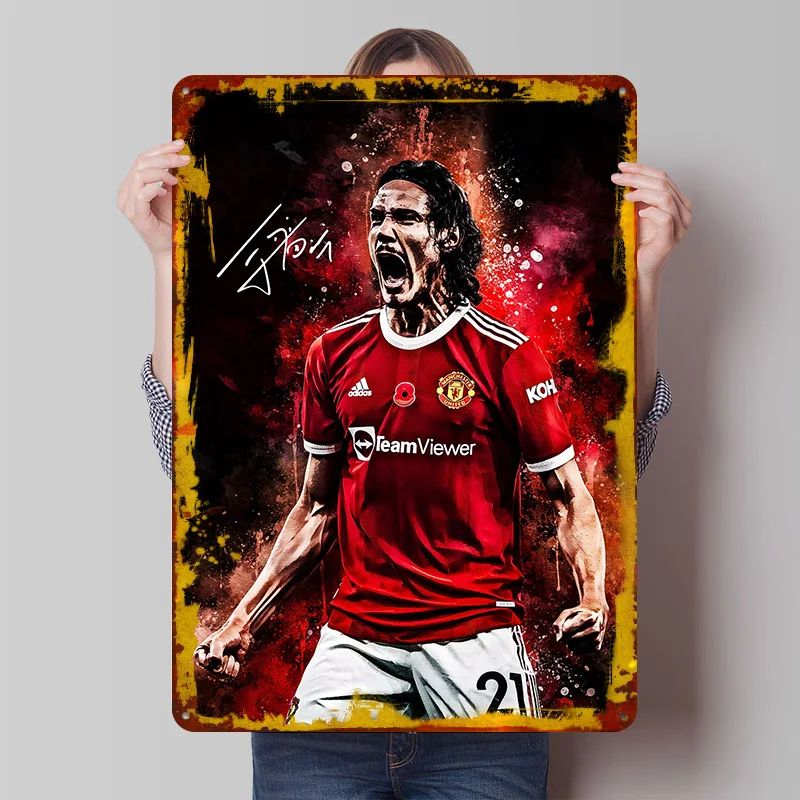 Póster Impreso del Equipo de Fútbol Edinson Cavani, Arte de Pared Retro Personalizado, Letreros Metálicos Vintage para Decoración del Hogar y Videojuegos