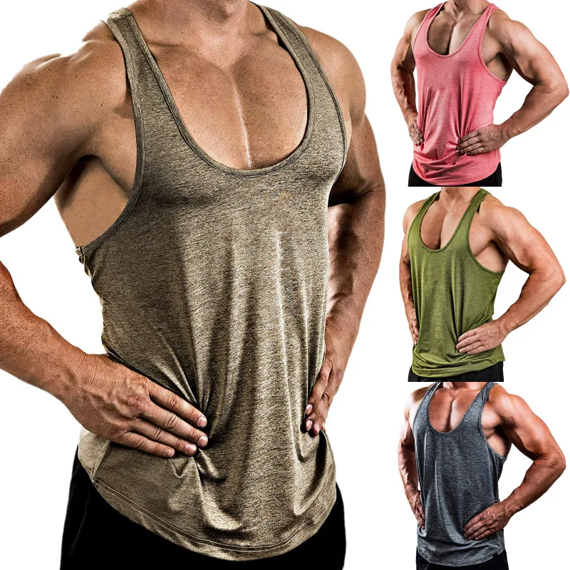 Camiseta de entrenamiento muscular clásica para hombre, de 5 colores camiseta sin mangas, camiseta sin mangas con cuello en V sólido para hombre