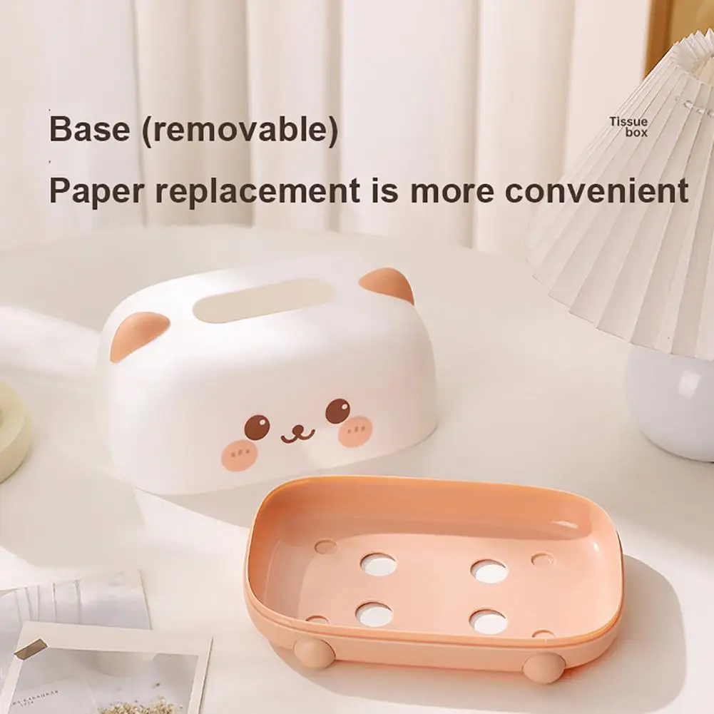 

Tissue Box Dustproof Large Diameter Paper Port Tissue Holder Cute Animal Face Decorative Container for Living Room Tissue Box Co