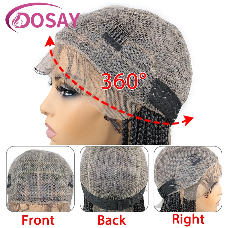 Dosay 10 ''Synthetische Korte Bob Pruik Full Lace Box Vlechten Dreadlock Pruik Knooploze Cornrow Hittebestendige Haak Vlecht Gevlochten Pruik