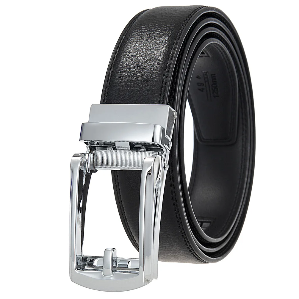 3.1cm Genuine Leather Men's Belt Alloy Automatic Buckle Two-layer Cowhide Business Casual Belt for Men Wholesale