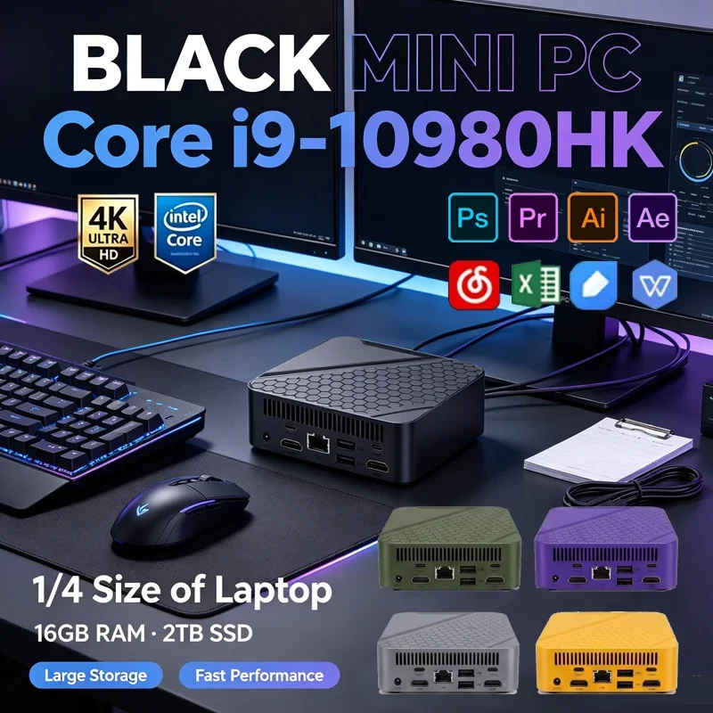 Colorful Portable Mini PC, Intel i9‑10980HK, Win11,16GB 2TB SSD,WiFi6 BT5.2,4K UHD Workstation Gaming,Streaming & Video Editing