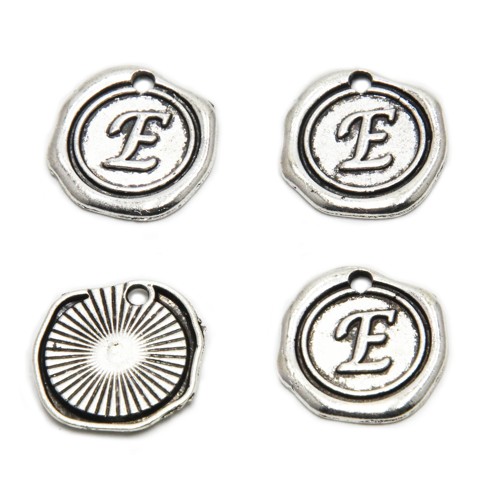 15pcs Alphabet Letter E Pendant Antique Tibetan Silver Tone Zinc Alloy18*18mm