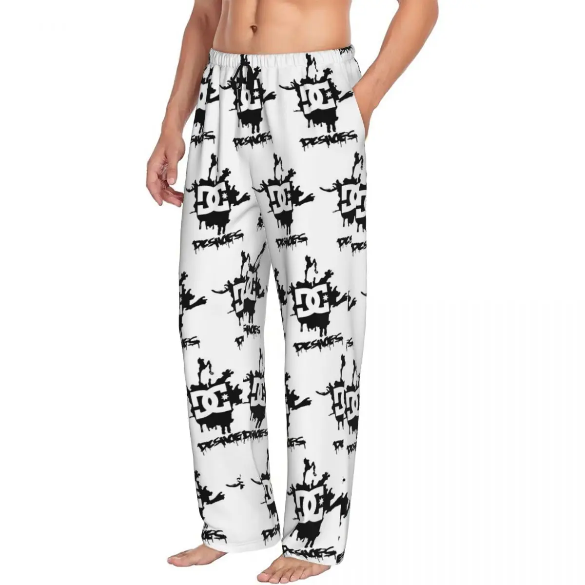 Pantalones de pijama para hombre de la marca Custom DC Shoe Co, ideales para estar en casa, para dormir y como ropa de descanso, con bolsillos.