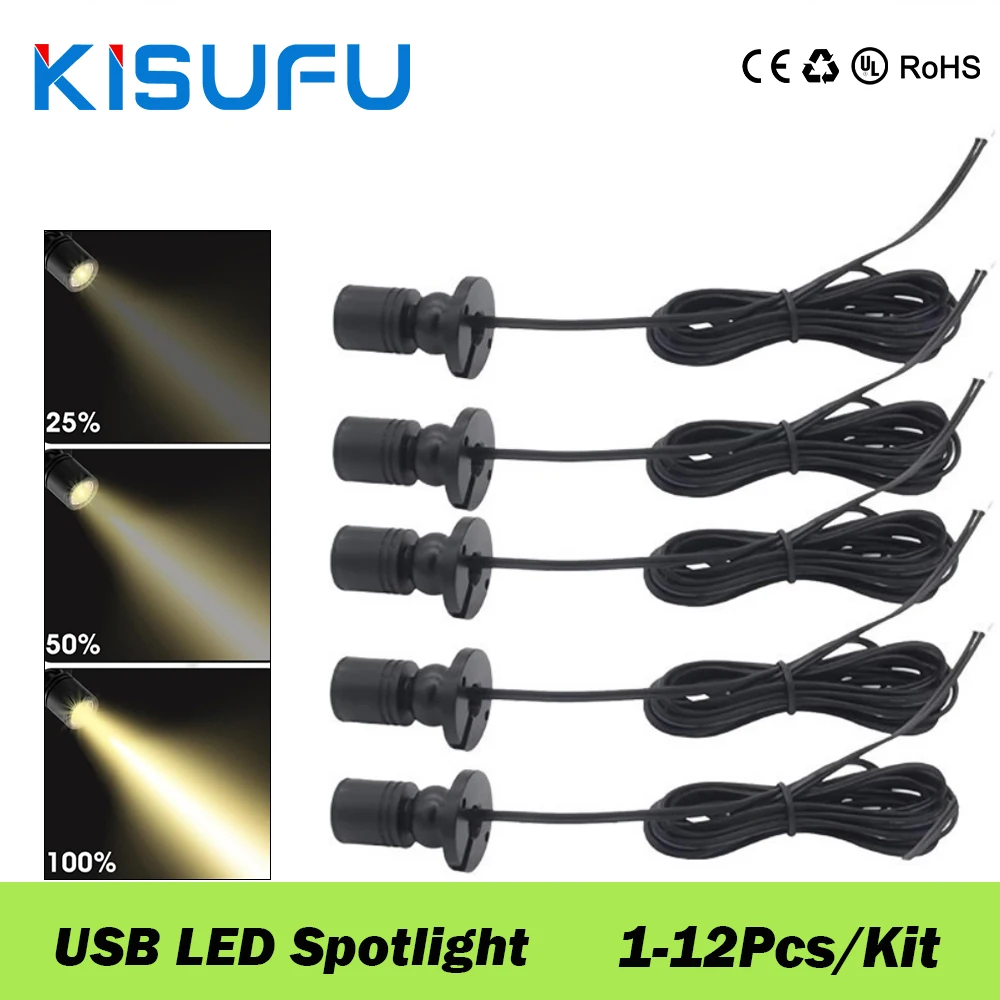 

Dimmable USB Mini LED Spotlight 5V 1W White Natural Warm Red Green Blue Yellow Purple Cabinet Light Home Shop Mall Jewelry Decor