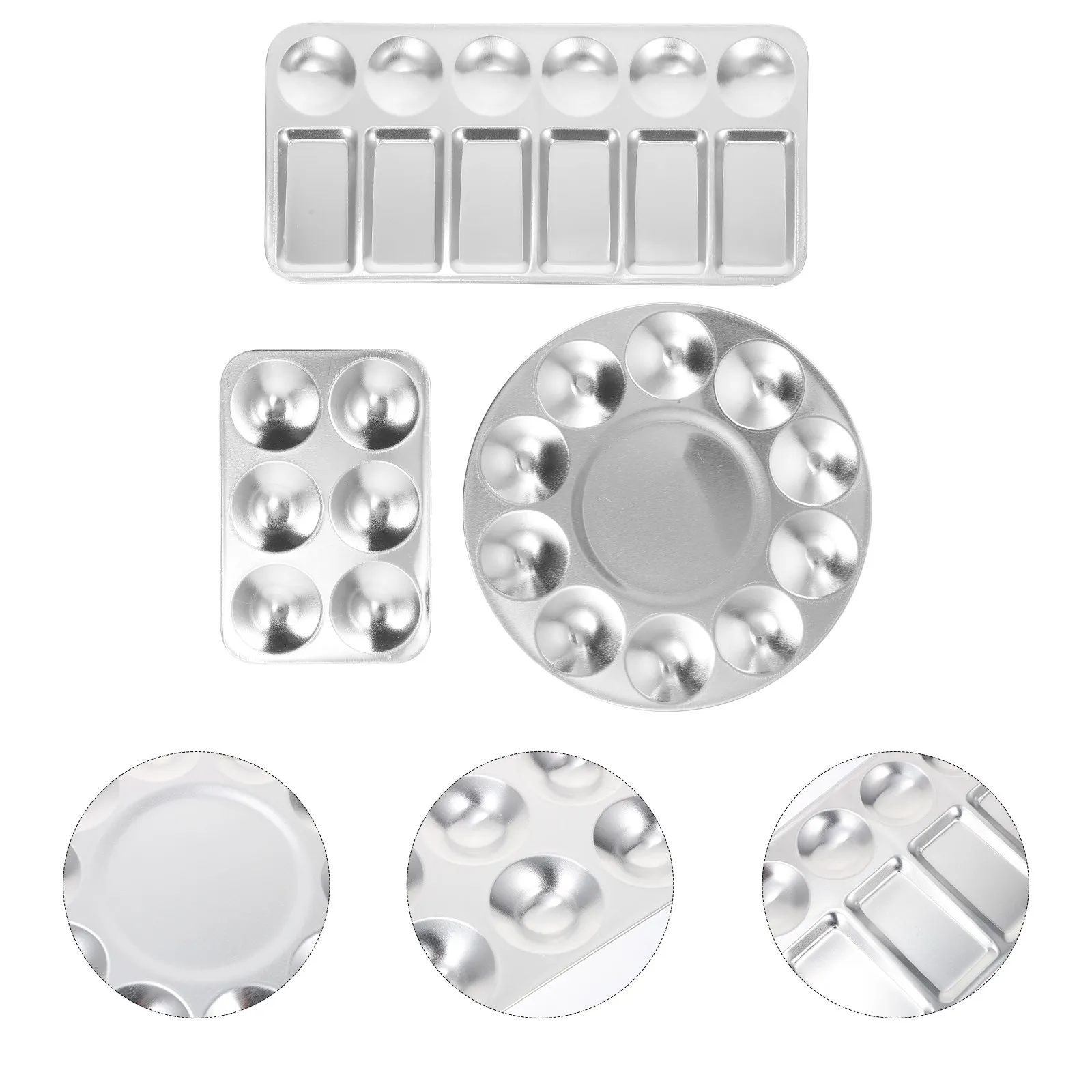 

3Pcs Premium Aluminum Color Mixing Tray Round Pigment Plate for Watercolor Oil Acrylic Gouache Artists Beginners Portable