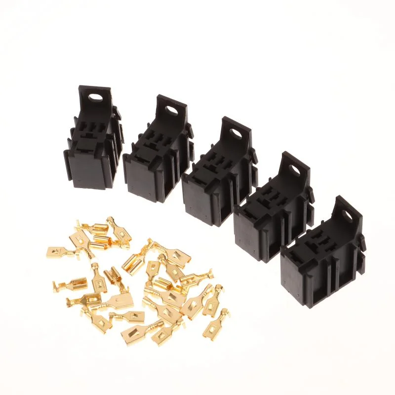 DIY Auto Accessories: 5 Sets of Wire-Free, Flameproof Nylon Terminal for Car Relay Connector Sockets