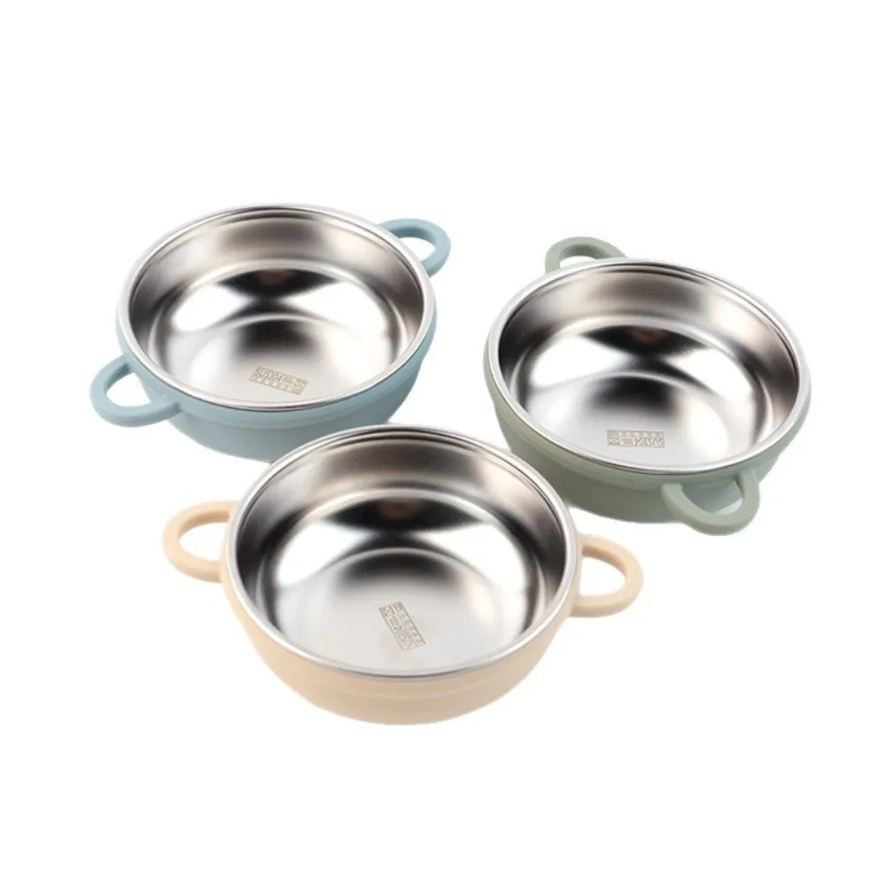 304 Stainless Steel Baby Feeding Bowl Silicone Suction Base Heat Resistant Kids Tableware Divided Design Easy to Clean
