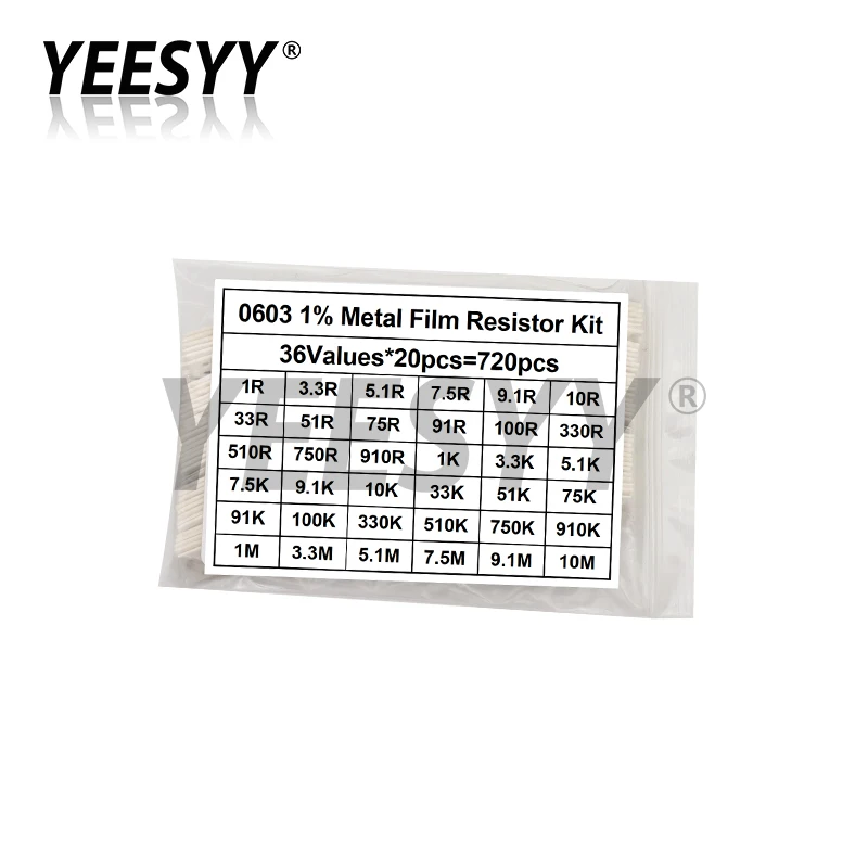 720 قطعة 1% 0603 0805 1206 SMD رقاقة المقاوم مجموعة متنوعة 1 أوم - 10 متر 36valuesX20pcs مجموعة عينة المقاومة